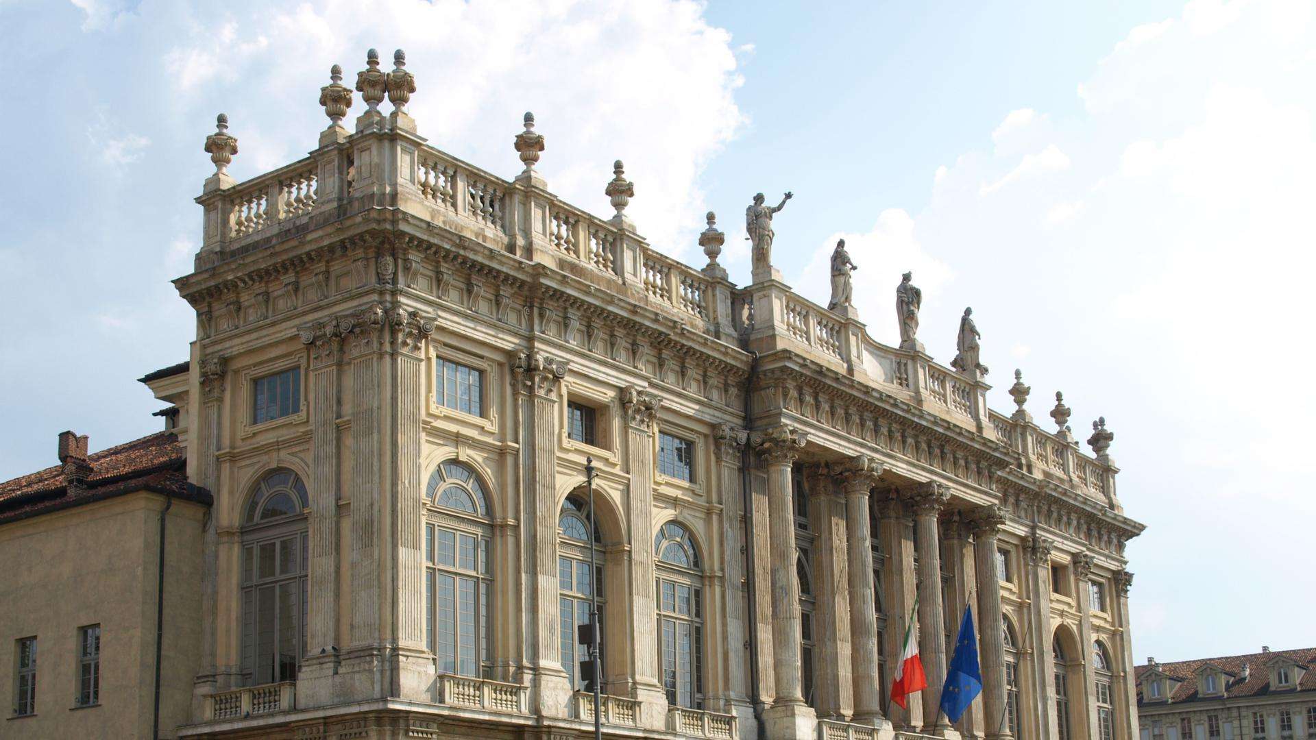 Palazzo Madama in Turin Die barocke Fassade des Palazzo Madama an der Piazza Castello in Turin
