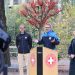 Der Direktor der Agentur für Bevölkerungsschutz Klaus Unterweger, Landeshauptmann Arno Kompatscher und Bürgermeisterin Katharina Zeller eröffnen den Hochwassertag in Meran.