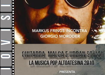 Porträt des Komponisten und Musikproduzenten Giorgio Moroder, dessen Leben und Werk im Kulturzentrum Trevi beleuchtet wird.
